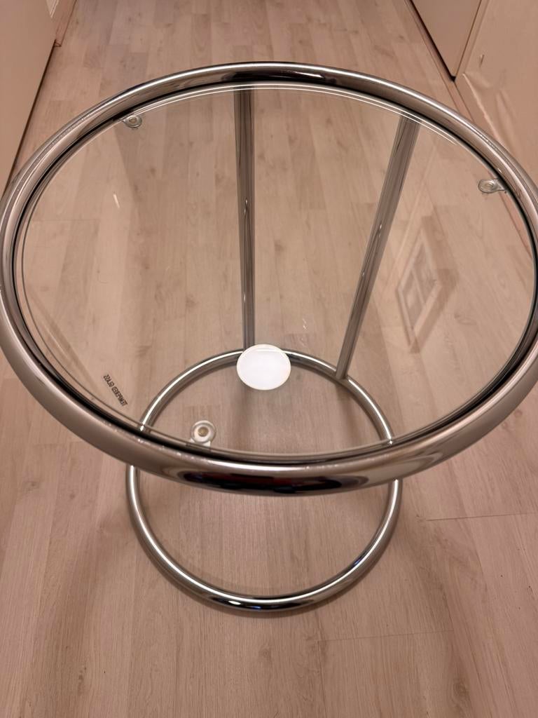 Bijzettafel chroom glas, Ophalen, Zo goed als nieuw