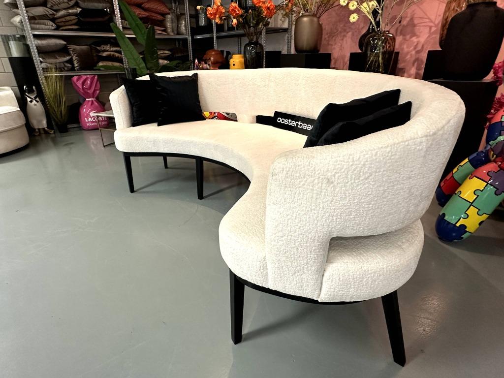 Luxe Velvet Teddy Eetkamerbank Alkmaar NIEUW Wit - Uniek, Info@oosterbaanwonen.nl, Luxe, Nieuw, Ophalen of Verzenden