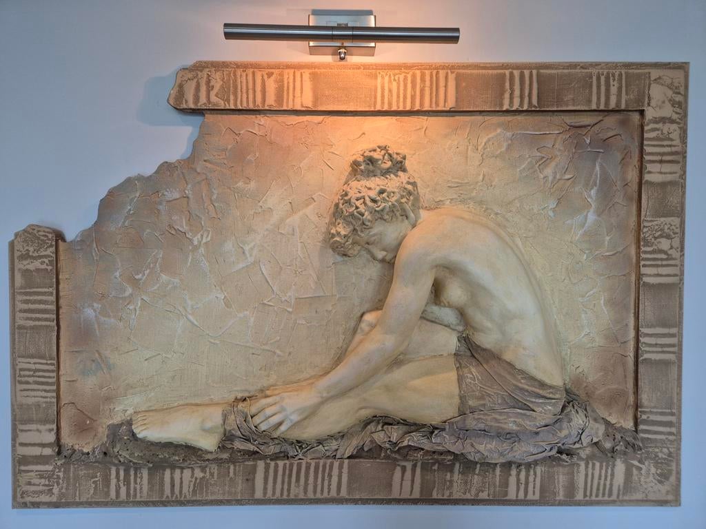 Gipsen Schilderij gekocht bij Galerij in Valkenburg, Antiek en Kunst, Kunst | Beelden en Houtsnijwerken, Ophalen