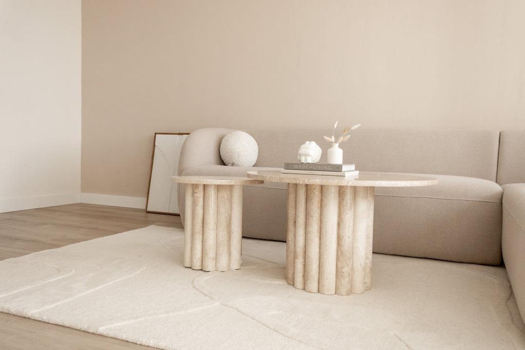 Tweedelige salontafel Duomo met gepolijste afwerking, Huis en Inrichting, Tafels | Salontafels, Ophalen, 50 tot 100 cm, Rond, Nieuw
