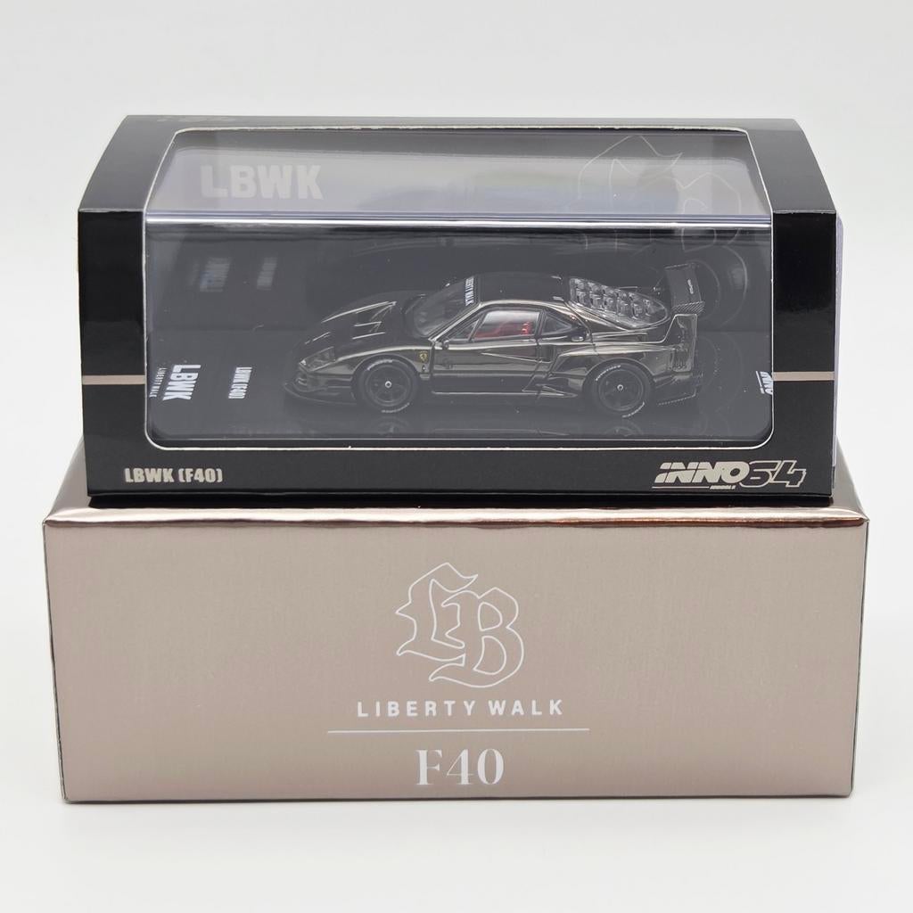 Inno64 LBWK F40 Chrome Black 1:64 - Nieuw!, Auto, Unknown, Nieuw, Ophalen of Verzenden