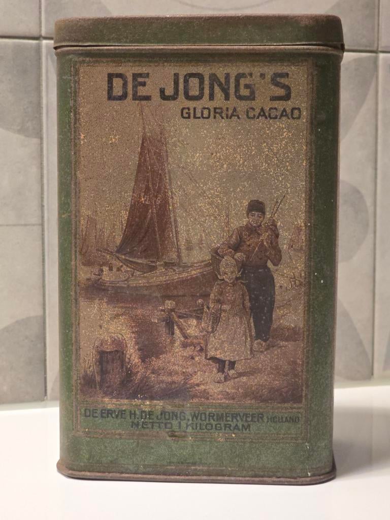 Blik DE JONG'S Gloria Cacao Erve H. De Jong Holland €35, Verzamelen, Ophalen of Verzenden, Gebruikt, Overige