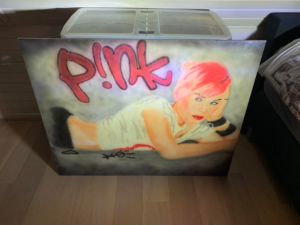 Schilderij van Pink airbrush gemaakt., Antiek en Kunst, Ophalen