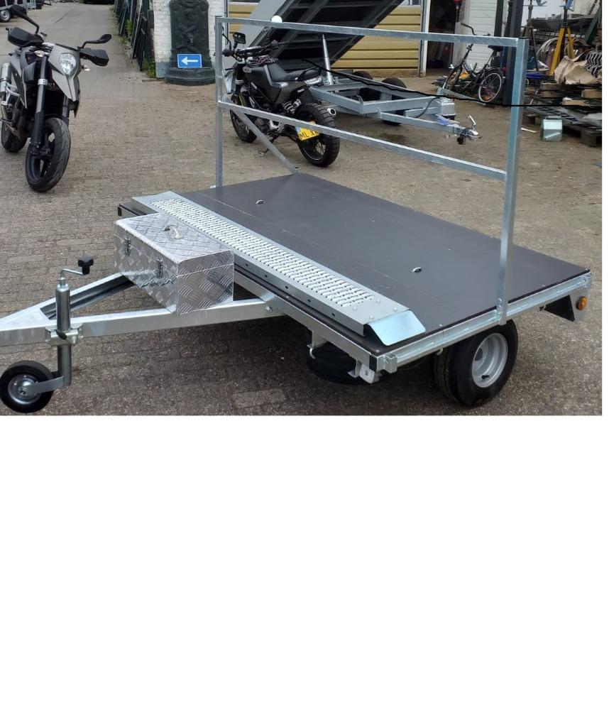 motor trailer 200 x 125 cm € 995 excl btw met rekje  shorty, Ophalen, Nieuw