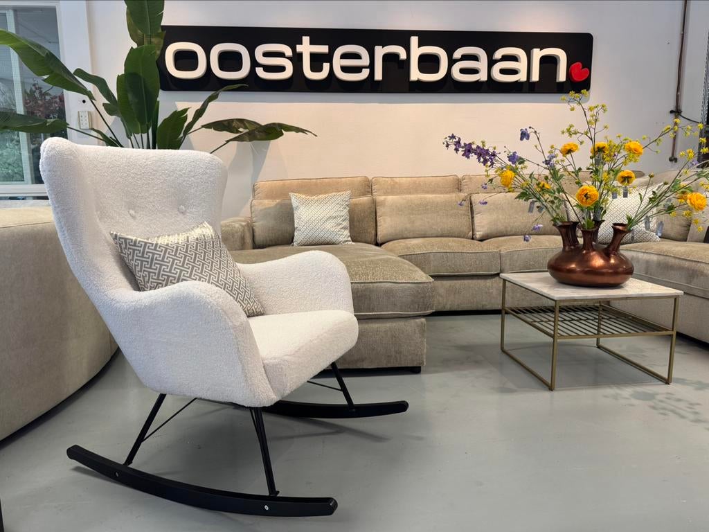ACTIE - Luxe Velvet Teddy Schommelstoel Bo NIEUW - CUSTOM, Huis en Inrichting, Fauteuils, Info@oosterbaanwonen.nl, Venus 31 8448CE Heerenveen