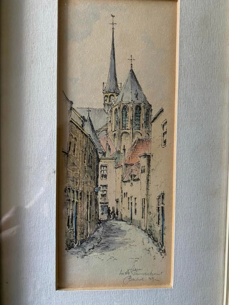Witte paardstraat Goes prent ets, Ophalen of Verzenden