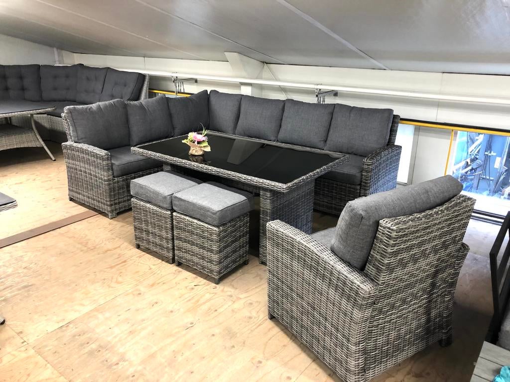 Dining loungeset Wicker hoekbank stoel krukjes, Ophalen, Nieuw, Wicker, Stoel