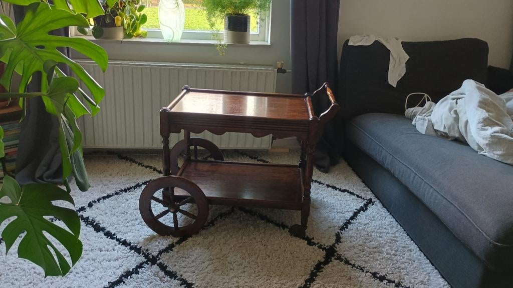 oude houten serveerwagen thee wagen serveer kast (voor b&b?), Ophalen of Verzenden