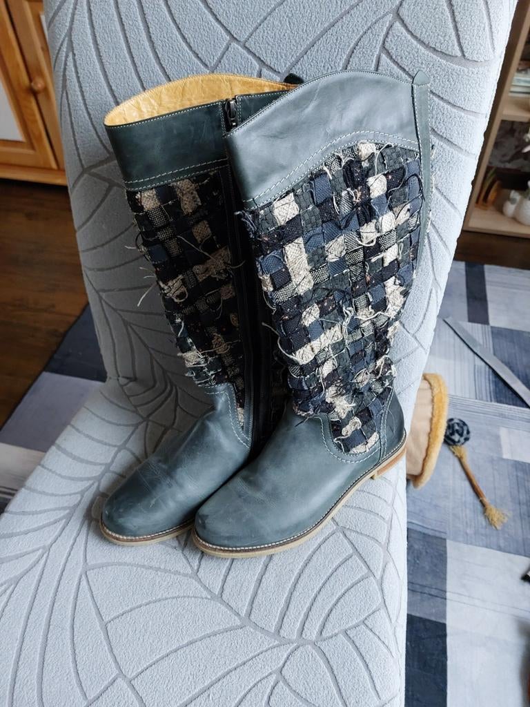 Mooie aparte laarzen., Kleding | Dames, Schoenen, Hoge laarzen, Blauw, Ophalen of Verzenden, Zo goed als nieuw