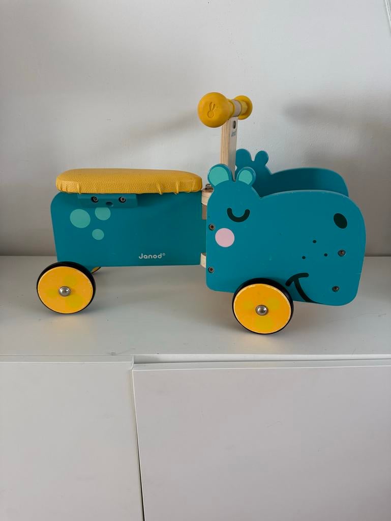 Janod Houten Hippopotamus Loopauto, Ophalen, Zo goed als nieuw, Overige typen