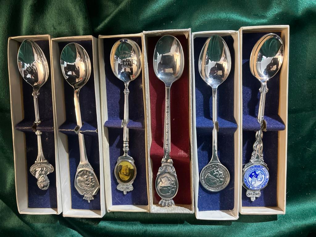 Zilveren souvenir lepels - set van 6, Antiek en Kunst, Ophalen of Verzenden