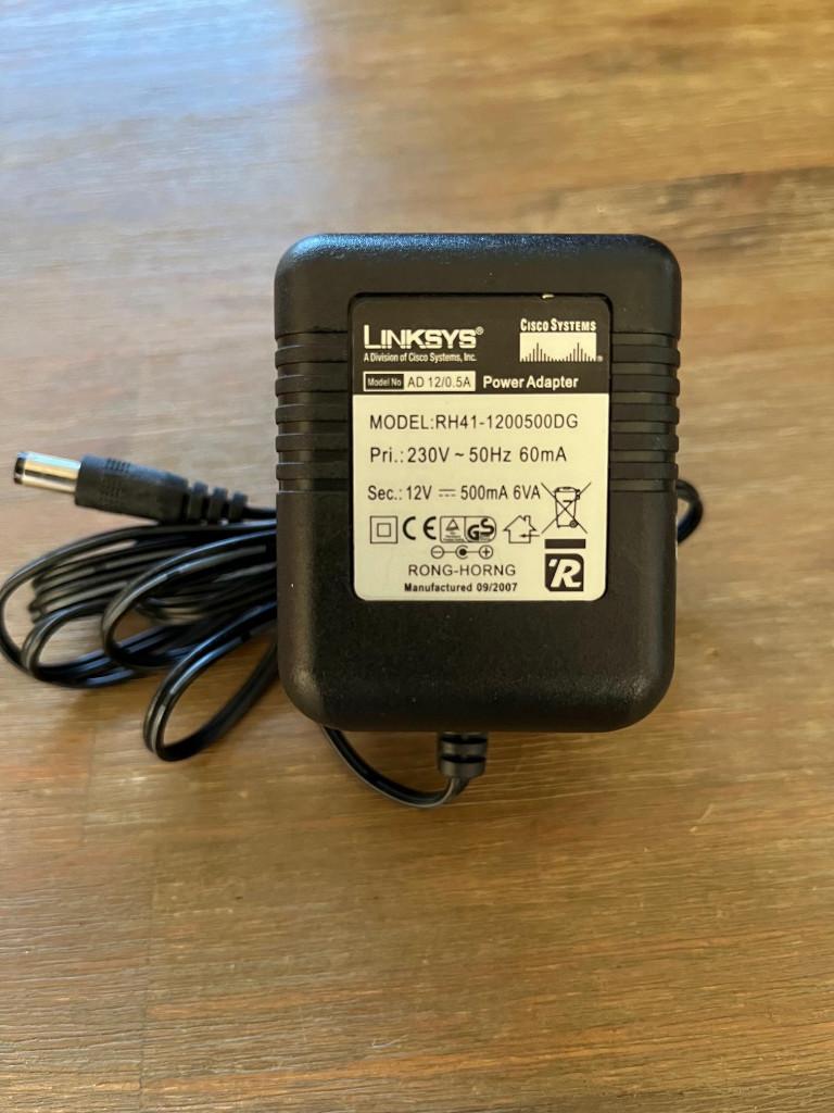 Originele AC Adapter Linksys Cisco RH41-1200500DG 12V- 0.5A, Computers en Software, Routers en Modems, Gebruikt, Router, Ophalen