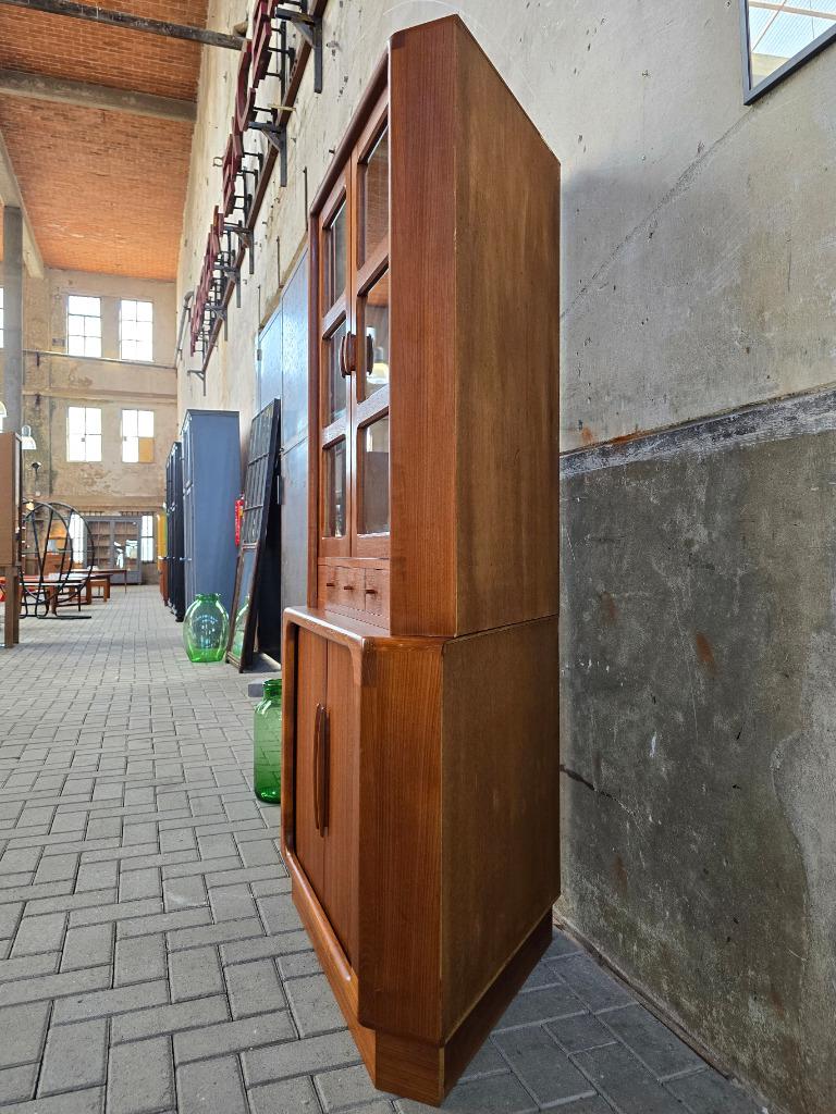 Dyrlund Deens Design Hoek Vitrine Kast | Teak Vitrinekast, Gebruikt, Ophalen of Verzenden, Glas, 150 tot 200 cm