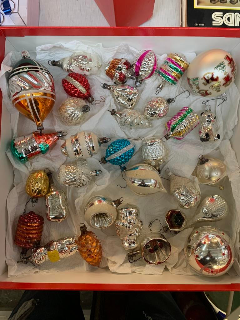 Kest kerstbal mooie oude zeldzame antieke glazen kerstballen, Diversen, Kerst, Ophalen of Verzenden