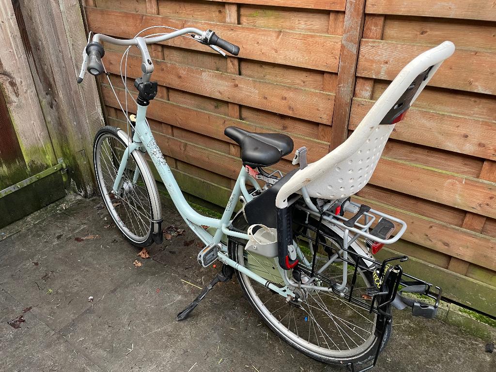 Moederfiets Gazelle Bloom (voorzitje ook aanwezig), Ophalen, 2 zitjes, Gebruikt, Buggydrager