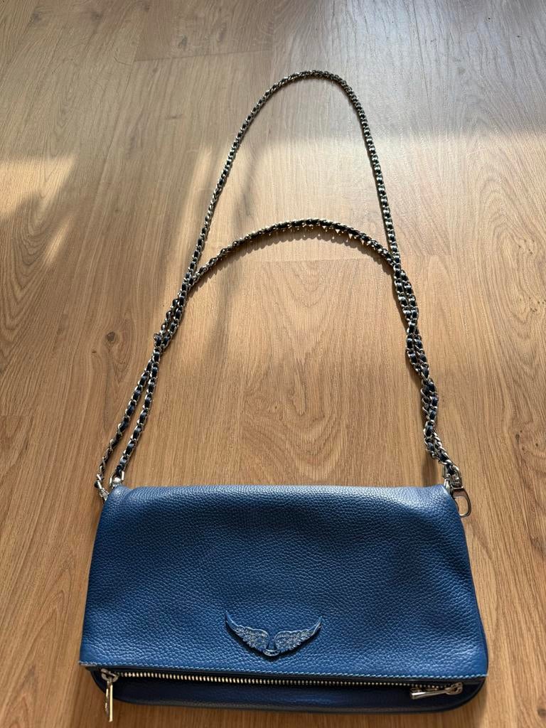 Zadig & Voltaire Rock Clutch - Mind Kleur, Ophalen, Zo goed als nieuw, Blauw, Avondtasje
