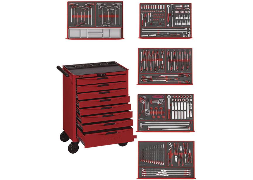 Gereedschapswagen rood foam mini master set 8 laden