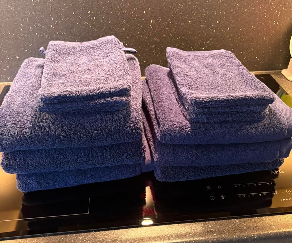 6x handdoek met washandje, Ophalen of Verzenden, Zo goed als nieuw, Blauw, Theedoek of Handdoek