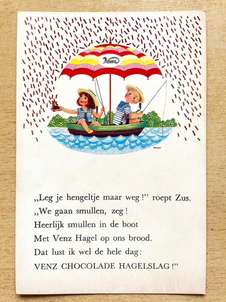 Venz Chocolade Hagelslag Ansichtkaart, Ophalen of Verzenden, 1960 tot 1980, Ongelopen, Overige thema's