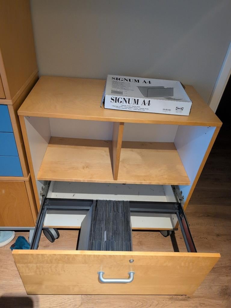 MOET WEG: Ikea Signum Archiefkast op wielen incl mappen, Gebruikt, Minder dan 100 cm, Met slot, 25 tot 50 cm