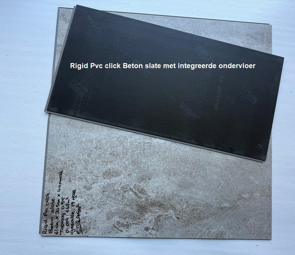 Pvc click Beton Slate met integrrede ondervloer €16,95m2, 75 m² of meer, Nieuw, Grijs, Laminaat
