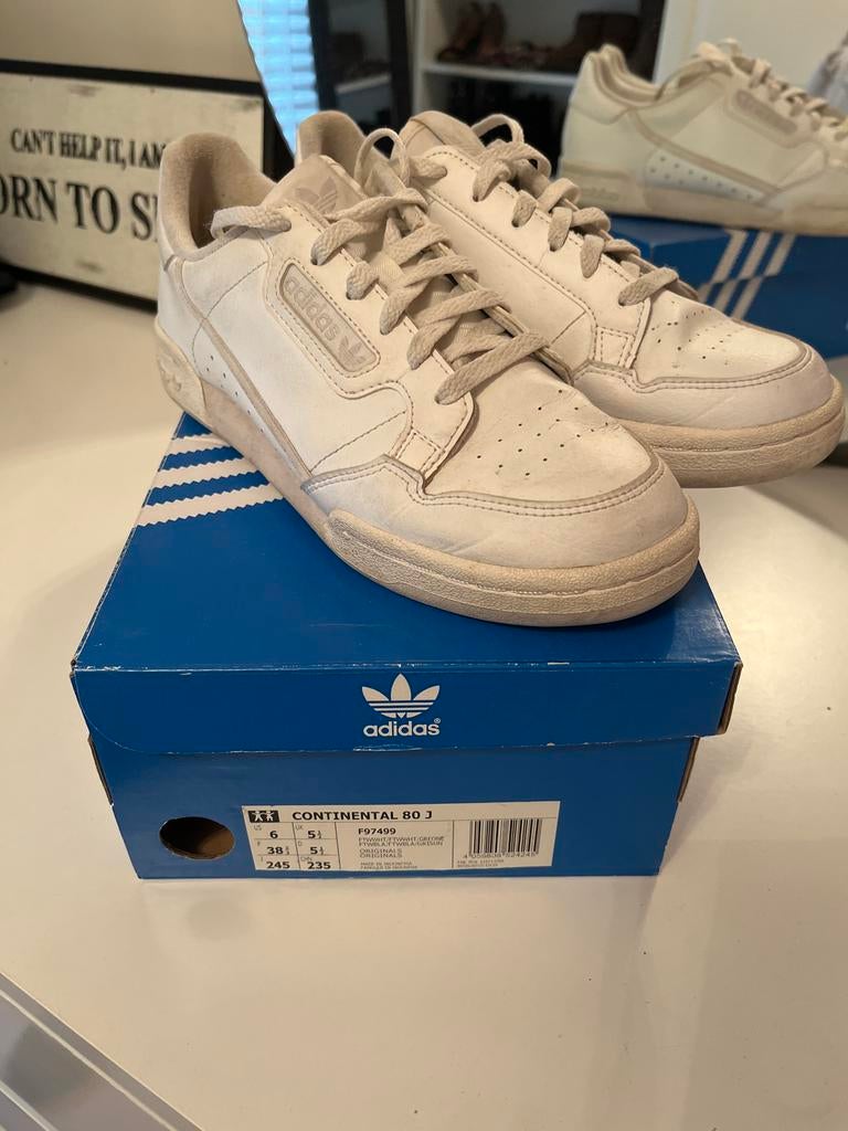 Adidas Continental 80 sneakers - Maat 38 2/3 - Met doos, Ophalen of Verzenden, Gedragen, Wit, Sneakers of Gympen