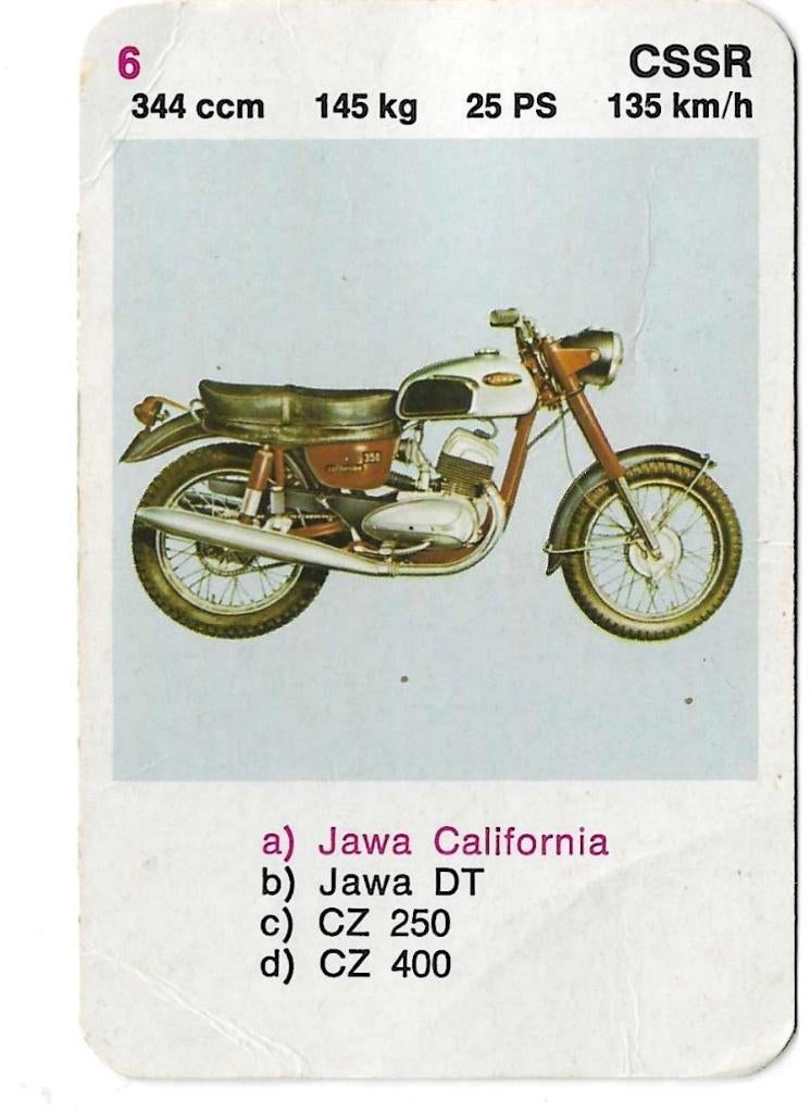 Kwartetkaart Jawa California, Ophalen of Verzenden, Gebruikt, Motoren
