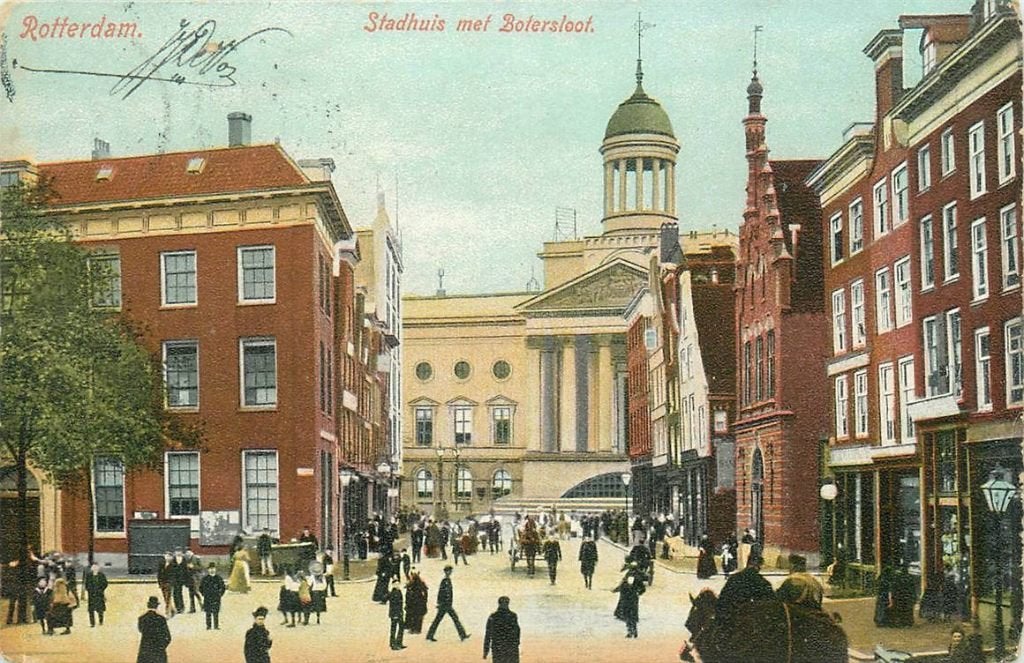 388-215-021 Rotterdam Stadhuis met Botersloot, Verzenden, Voor 1920, Zuid-Holland