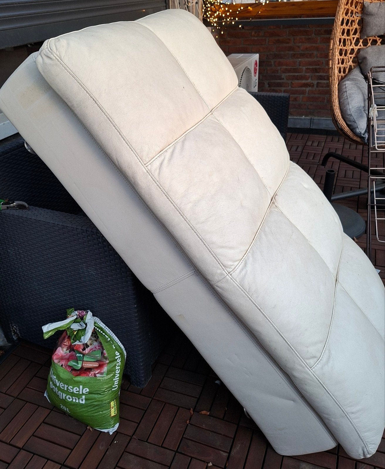 Leren poef, Ophalen of Verzenden, Gebruikt, 75 tot 100 cm, Minder dan 150 cm