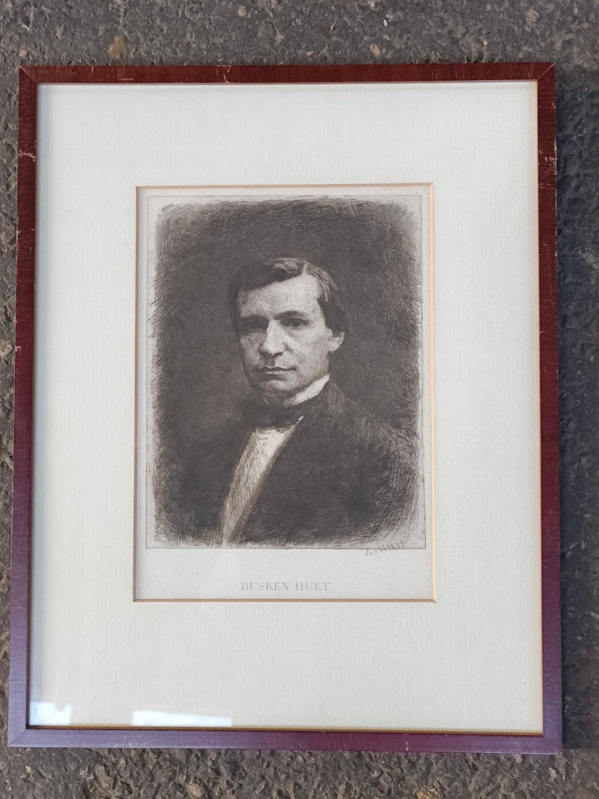 Jan Veth Ets Conrad Busken Huet (1826–1886)., Antiek en Kunst, Ophalen of Verzenden, Portret, Ets