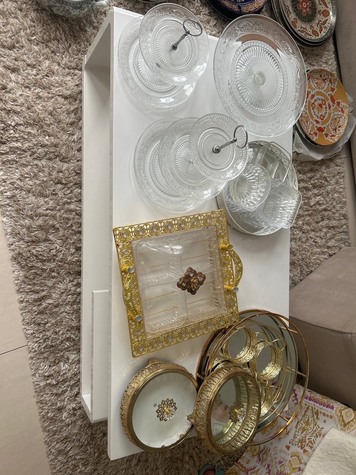 Diverse decoratieve schalen en etagères, Gebruikt, Ophalen of Verzenden, Klassiek, Goud