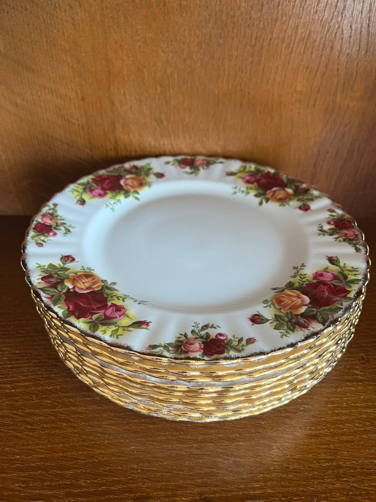 Royal Albert "Old Country Roses" 9 ontbijt borden 20,5CM, Antiek en Kunst, Antiek | Servies los, Ophalen of Verzenden