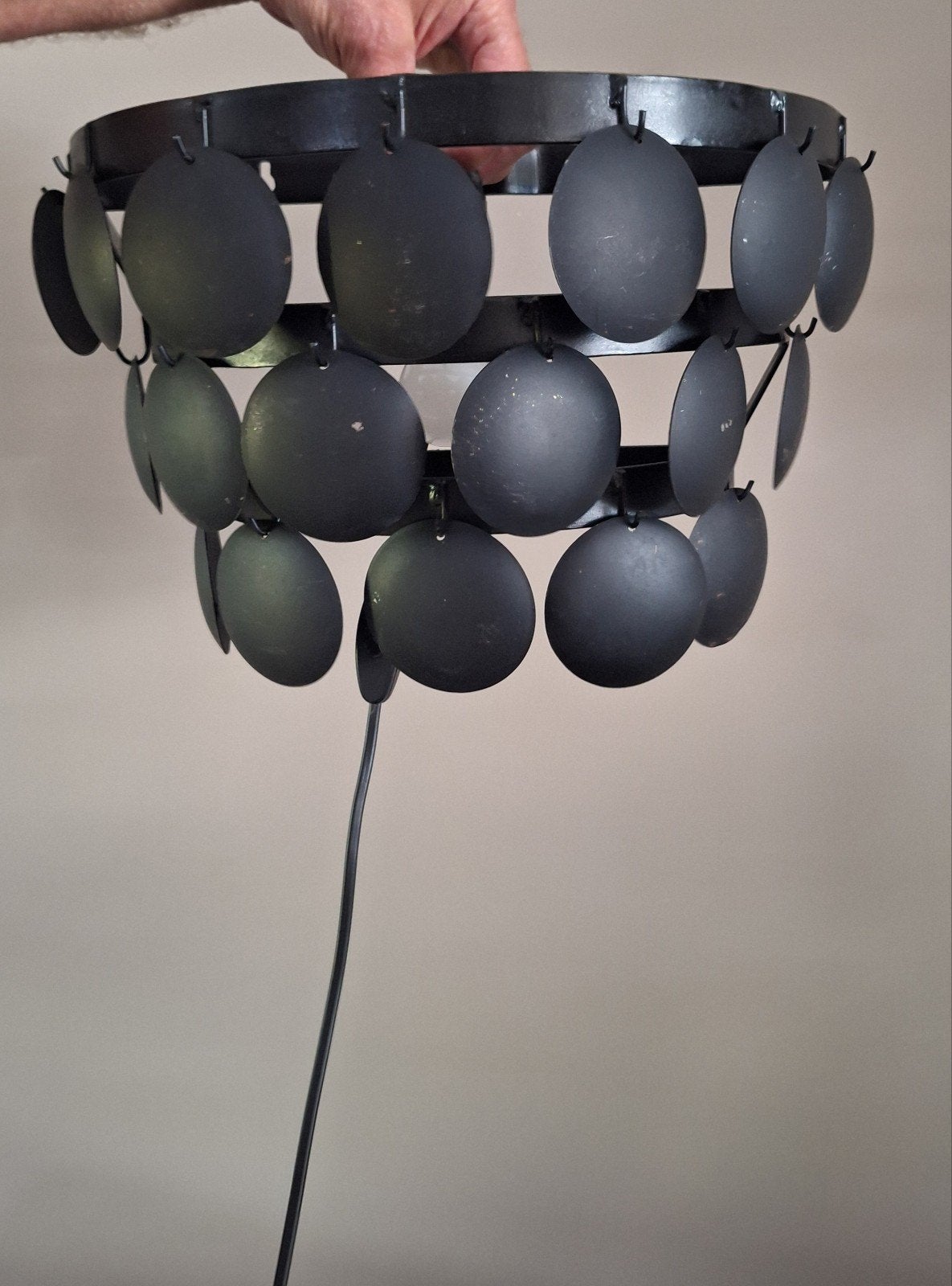 zwarte schijfjes wandlamp 3 laags, Ophalen of Verzenden, Zo goed als nieuw