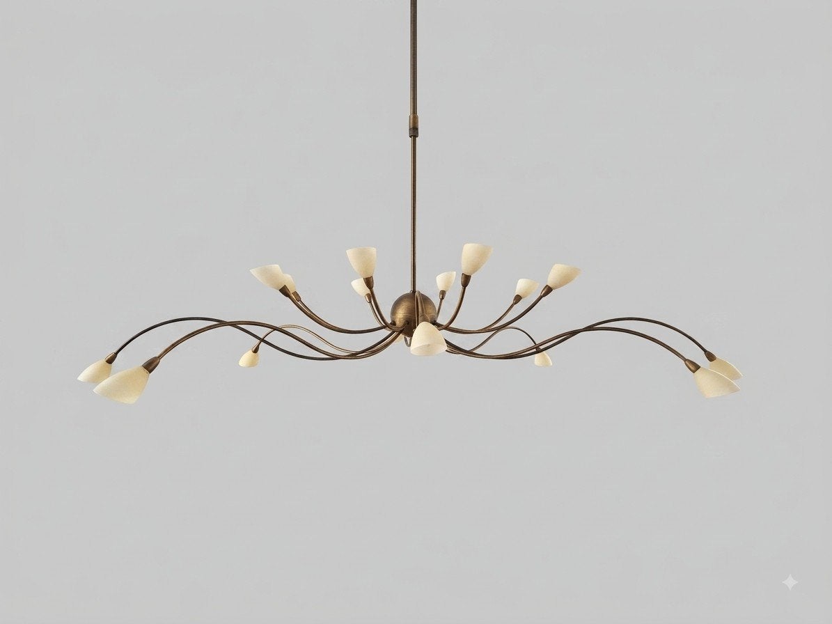 Hanglamp met 18 lichtpunten - Brons/Wit, Ophalen, Gebruikt, Glas, Modern, Elegant