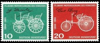 WEST DUITSLAND 1961 Gemotoriseerd Verkeer – Oude Auto’s, Mic, Postzegels en Munten, Verzenden, Postfris, Auto's