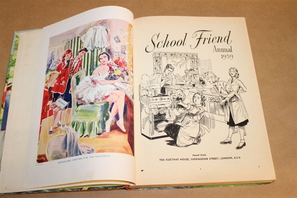 School Friend Annual 1959 — Vintage Engels Meisjesjaarboek, Ophalen of Verzenden, Gelezen
