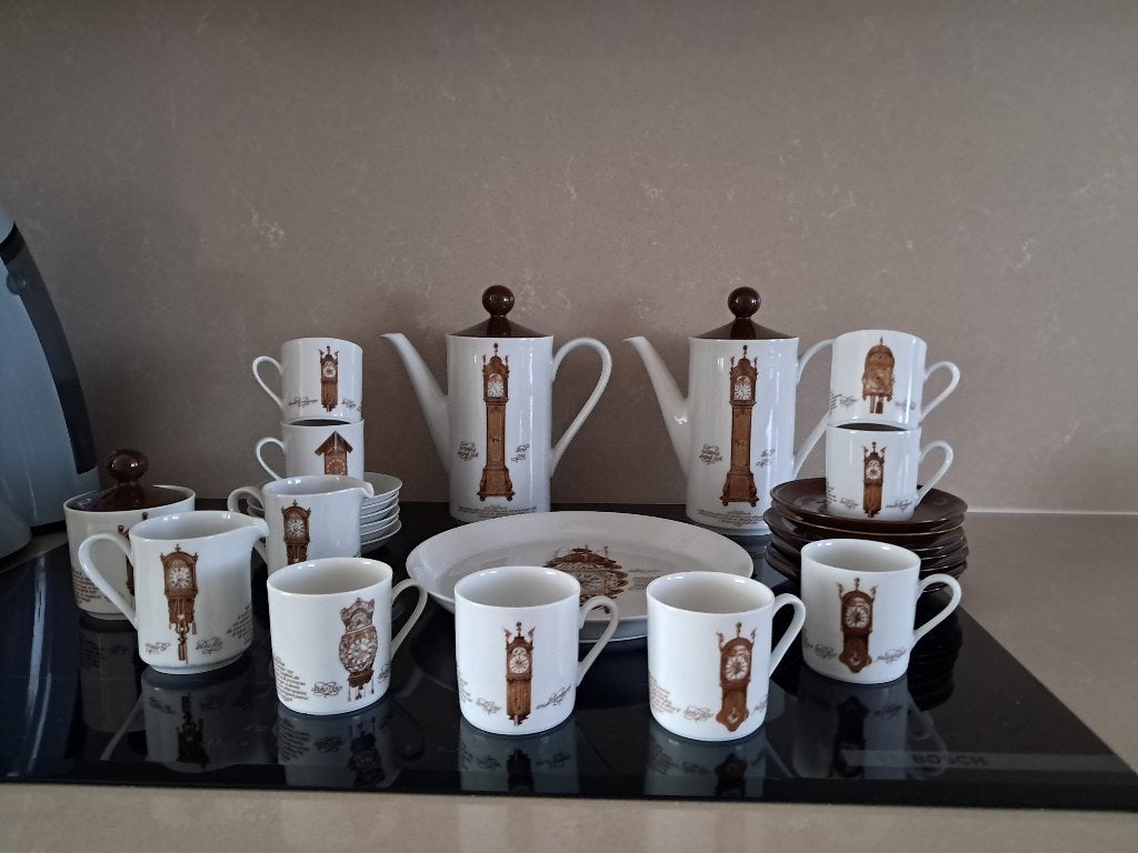 Vintage Klokken Design koffieservies, Huis en Inrichting, Keuken | Servies, Gebruikt, Overige merken, Vintage, Ophalen of Verzenden