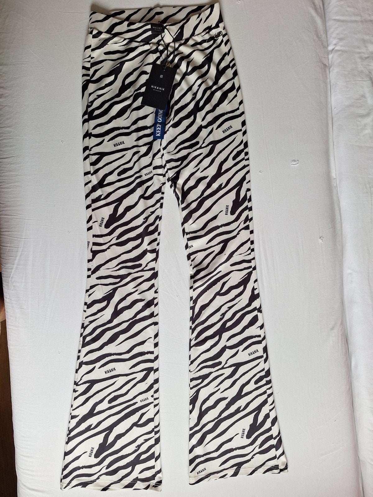 nieuwe Nik&Nik flared broek zebraprint 176, Zwart, Nieuw, Ophalen of Verzenden, Maat 34 (XS) of kleiner
