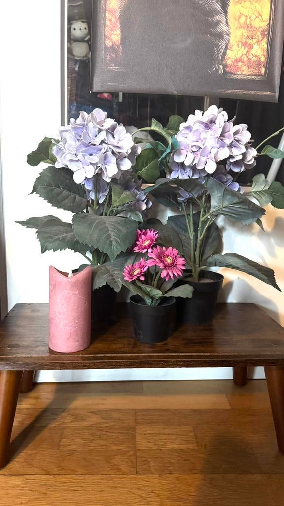 45 cm Kunst nep hortensia kaars roze paars lila kunstplant, Paars, 45 cm, Kunstplant, Ophalen of Verzenden