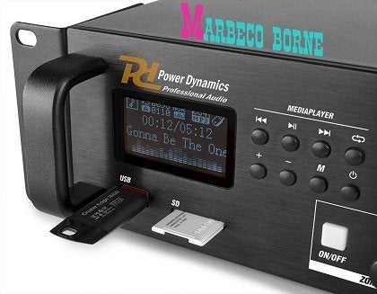 Versterker, Amplifier 100Volt, 360watt 4-zone FM,MP3,Bluetoo, Info@marbeco.nl, Power Dynamics, Nieuw, Overige instrumenten