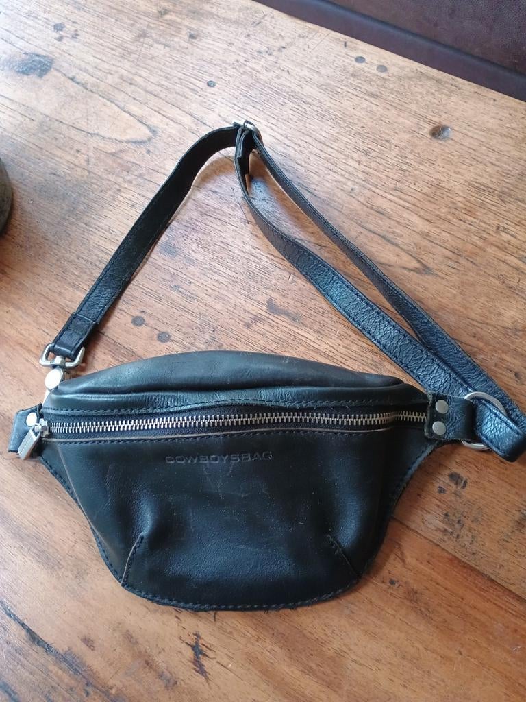 Cowboysbag Heuptasje Zwart Leer, Overige merken, Gebruikt, Zwart, Ophalen of Verzenden
