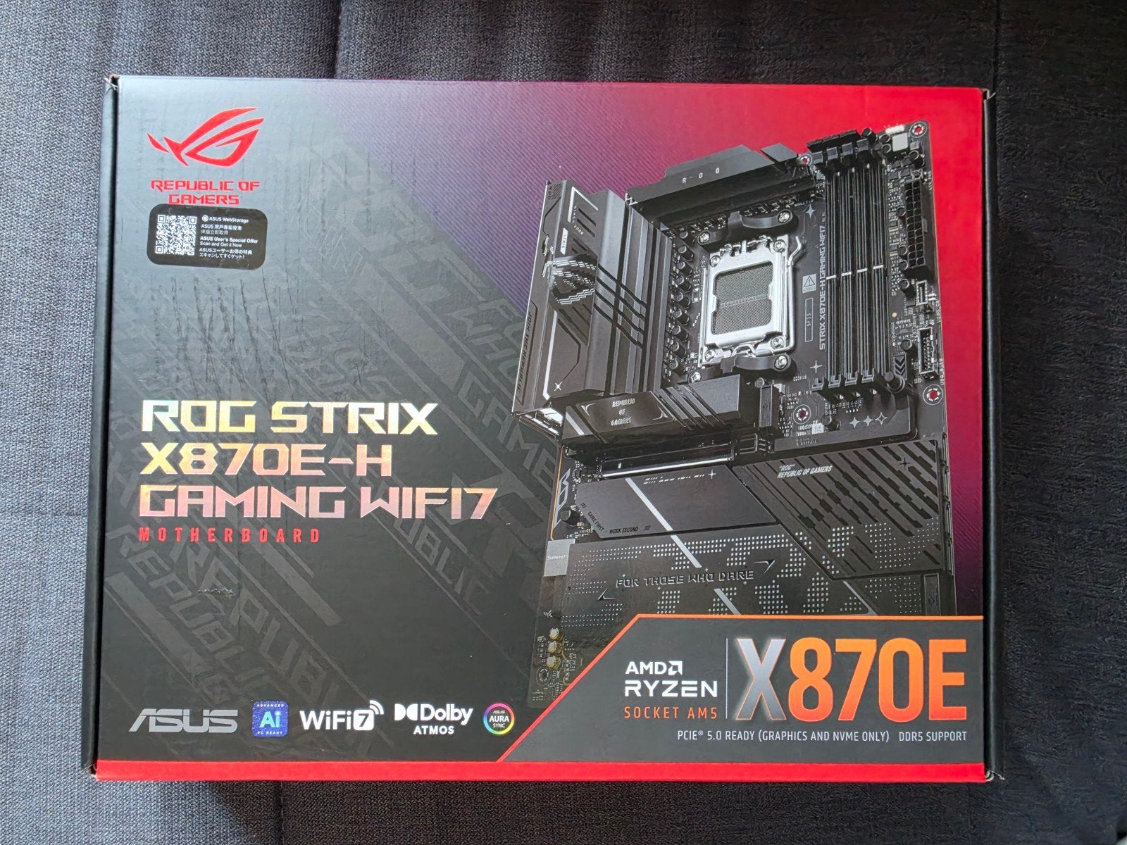 Asus Rog strix x870E-H, Ophalen, Nieuw, ATX, DDR5