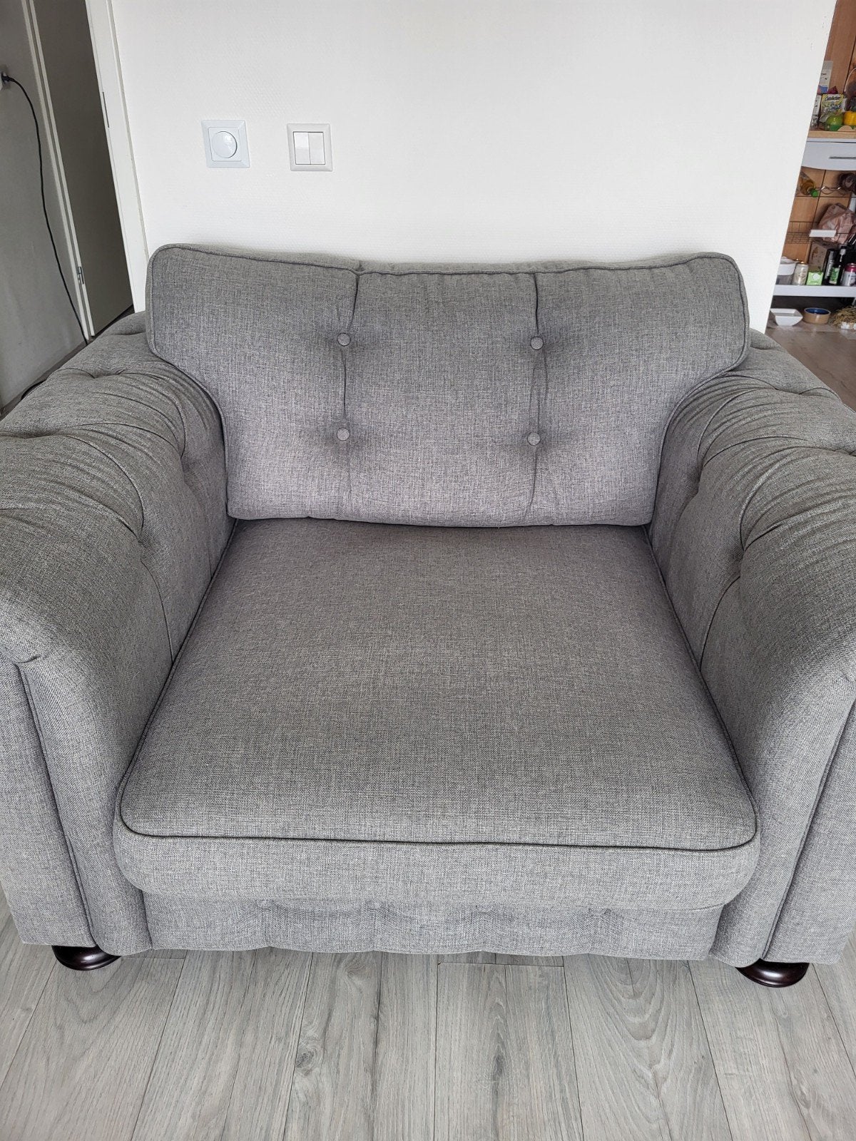Grijze loveseat (1,5 zits) - 140x100 cm, Ophalen, Gebruikt, Eenpersoons, 100 tot 125 cm