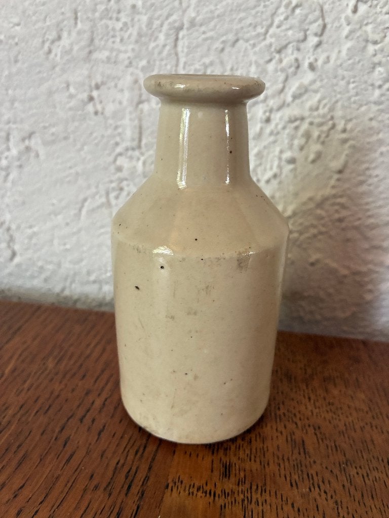 Vintage antiek aardewerk stoneware crèmekleurige fles, Ophalen of Verzenden