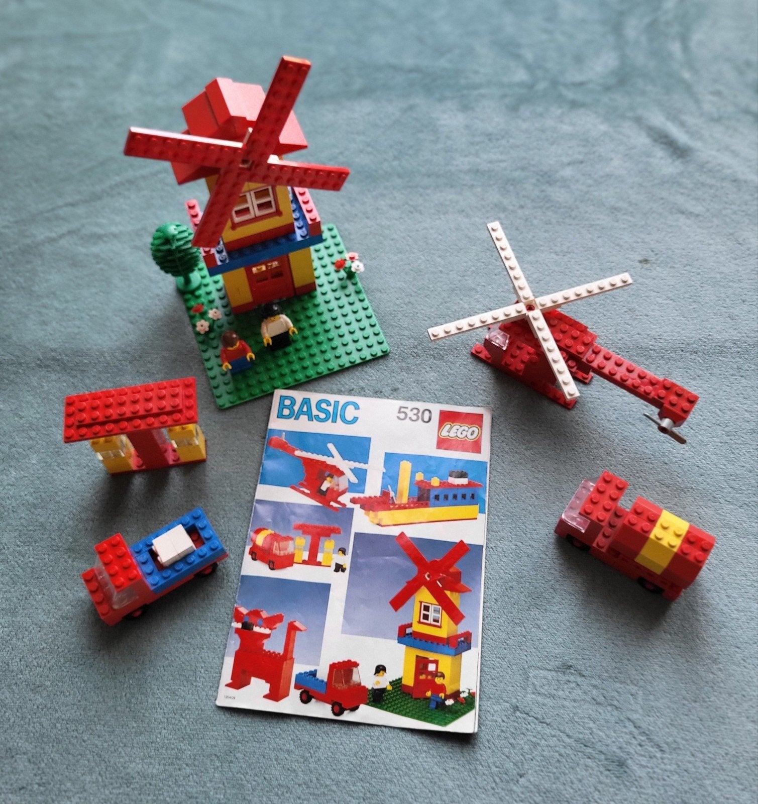 Lego Basic (set 530) met windmolen auto helicopter boekje, Gebruikt, Lego, Ophalen of Verzenden, Compleet