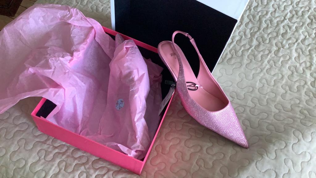 Slingbacks Roze Strass Glitter steentjes Gala of Feest 39, Ophalen of Verzenden, Nieuw, Overige typen
