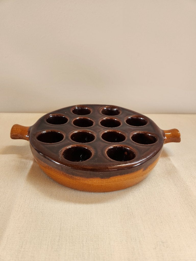 Vintage Franse Escargotschaal – Aardewerk – 12 gaten, Ophalen of Verzenden