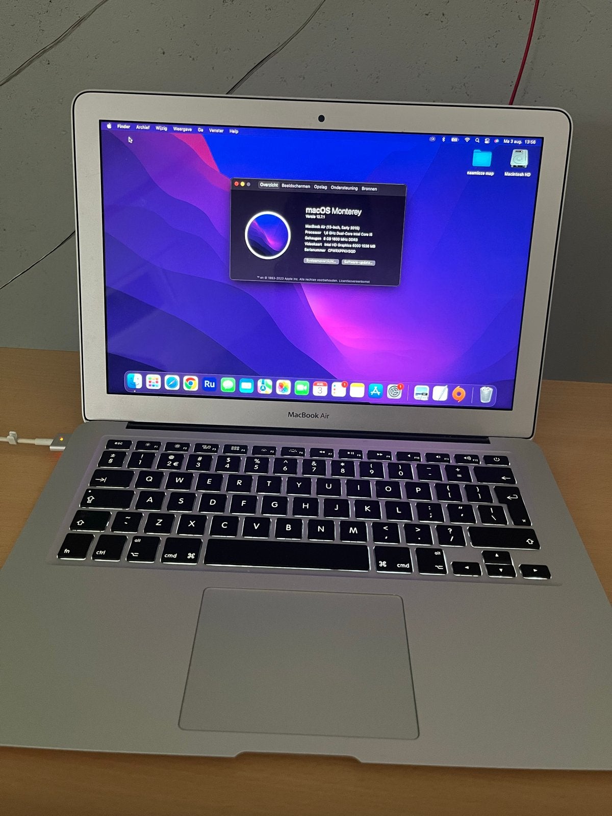 MacBook Air 13-inch (Early 2015) - macOS Monterey, Computers en Software, Apple Macbooks, Ophalen, Gebruikt, Qwerty, 8 GB