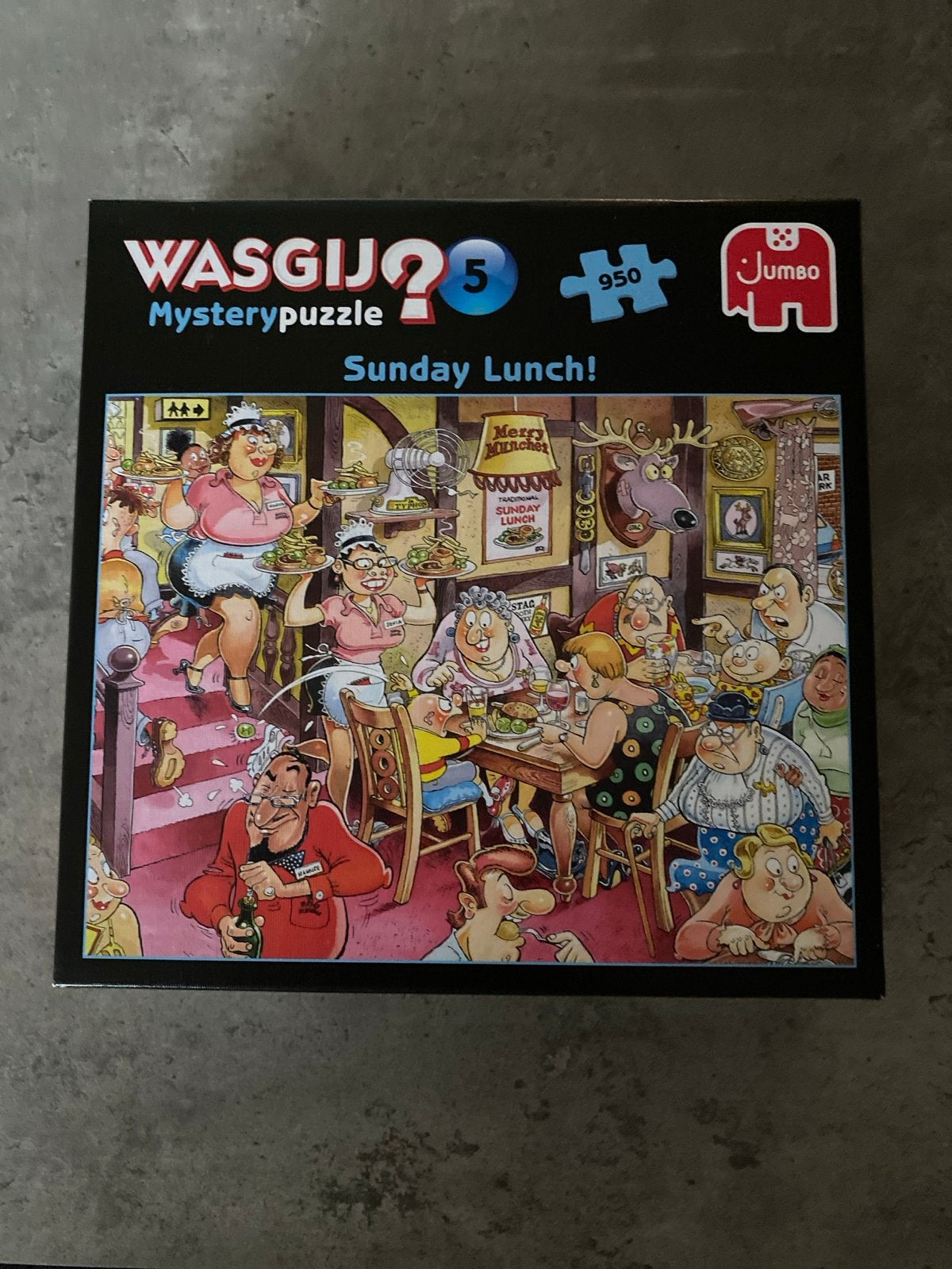 Wasgij Mystery Puzzel 5: Sunday Lunch! (950 stukjes), Ophalen of Verzenden, 500 t/m 1500 stukjes, Zo goed als nieuw, Legpuzzel
