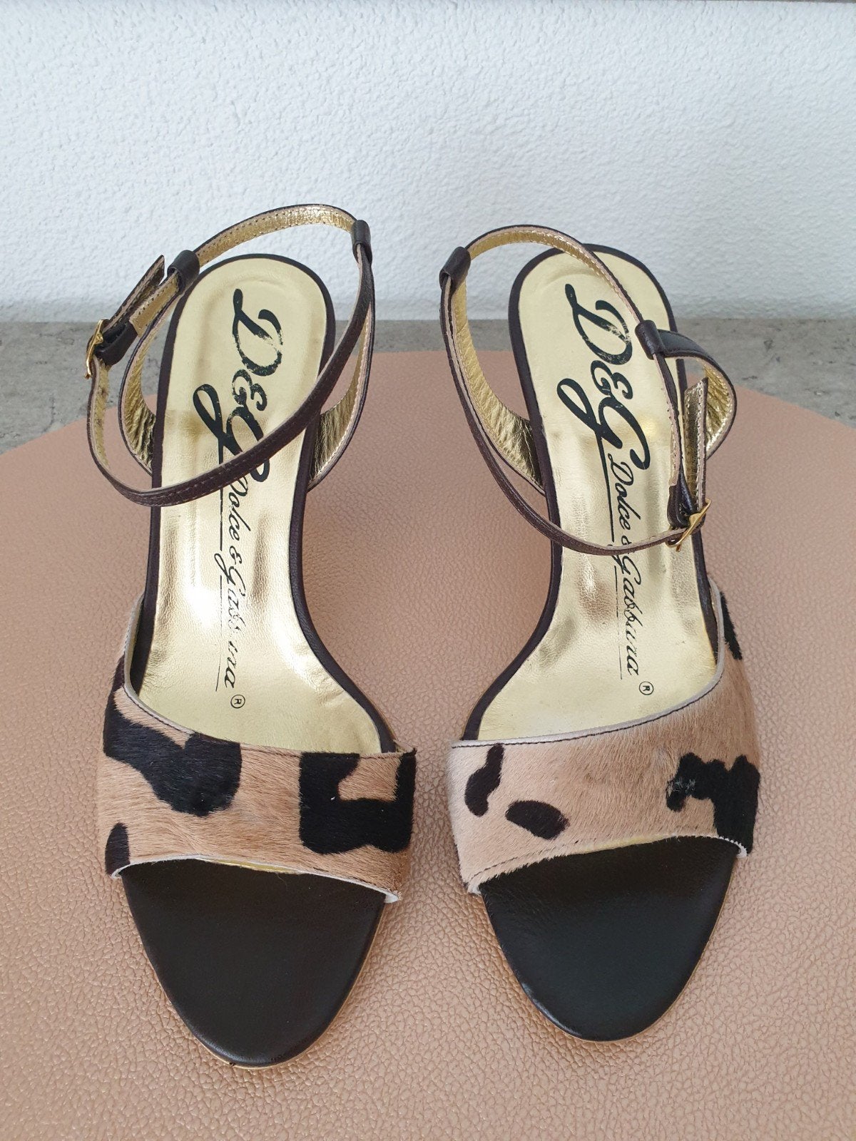 Vintage Dolce & Gabbana sandalen pumps bruin leer maat 37, Dolce & Gabbana, Bruin, Gedragen, Sandalen of Muiltjes